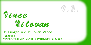 vince milovan business card